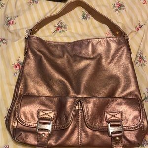 Gold Michael Kors leather purse
